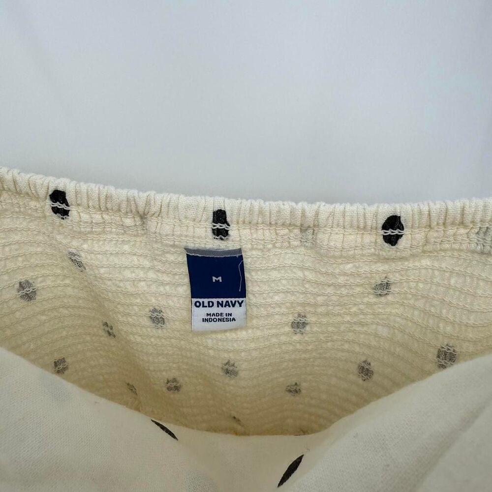 Old Navy Cream & Black Polka Dot Linen Blend Tie Shoulder Mini Dress Size Medium - Picture 4 of 9